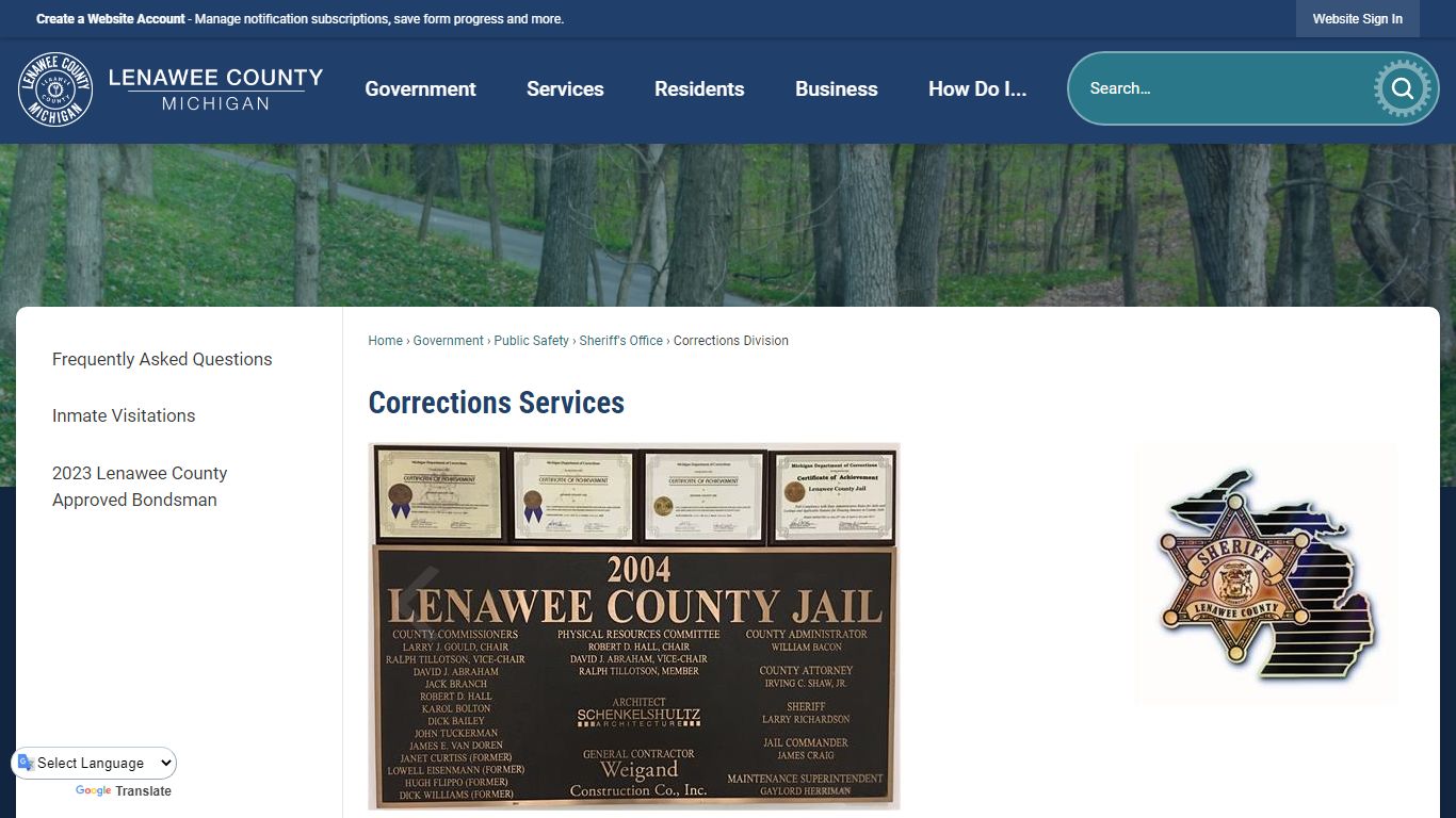 Corrections Services | Lenawee County, MI
