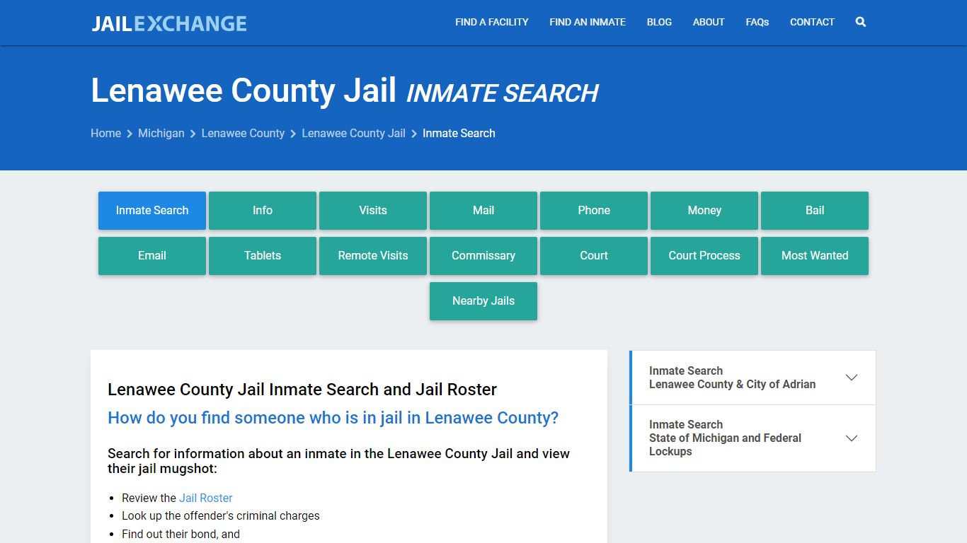 Inmate Search: Roster & Mugshots - Lenawee County Jail, MI - Jail Exchange